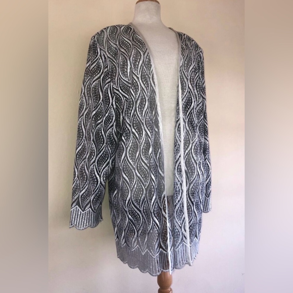 Hosanna Design Silver Lace Art-To-Wear Opening Evening Event Jacket Blazer 🌴